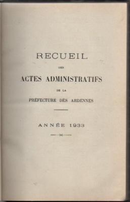 Recueil des actes administratifs de la préfecture  1933